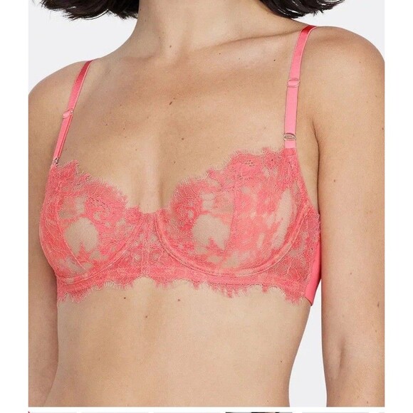 Skarlett Blue Women Coral ENTICE LACE BALCONETTE BRA Rosy 34DDD - Picture 1 of 5